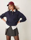 【送料無料】 ガント レディース パーカー・スウェット アウター GANT logo polo sweatshirt with tartan collar in...