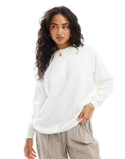 【送料無料】 エイソス レディース パーカー・スウェット アウター ASOS DESIGN regular fit sweatshirt in white WHITE 【送料無料】 エイソス レディース パーカー・スウェット アウター ASOS DESIGN regular fit sweatshirt in white WHITE