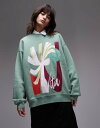 【送料無料】 トップショップ レディース パーカー・スウェット アウター Topshop oversized washed sweatshirt with ab...