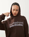 【送料無料】 モーテル レディース パーカー・スウェット アウター Motel oversized slogan hoodie in bitter chocol...