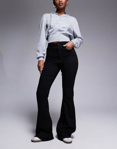 【送料無料】 エイソス レディース デニムパンツ ボトムス ASOS DESIGN sculpting super stretch flare jeans in black Black 【送料無料】 エイソス レディース デニムパンツ ボトムス ASOS DESIGN sculpting super stretch flare jeans in black Black