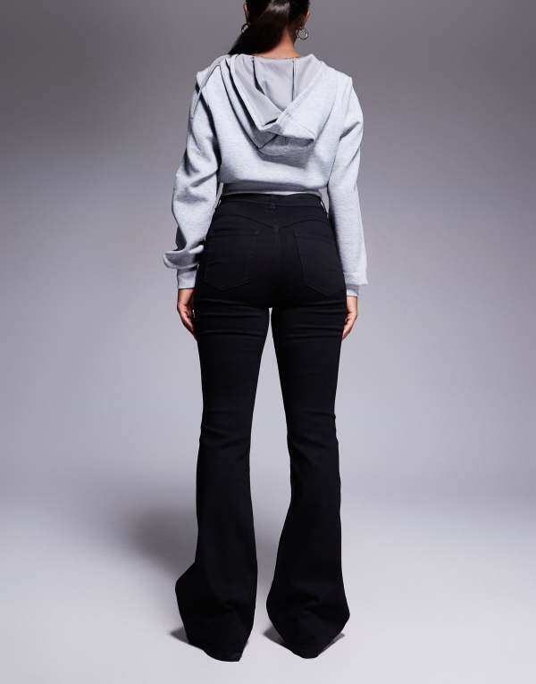 【送料無料】 エイソス レディース デニムパンツ ボトムス ASOS DESIGN sculpting super stretch flare jeans in black Black