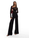 【送料無料】 エイソス レディース ジャンプスーツ トップス ASOS DESIGN long sleeve mesh mix jumpsuit with tw...