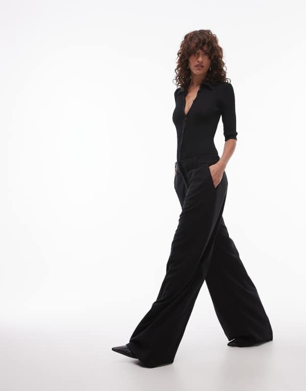 【送料無料】 マンゴ レディース ジャンプスーツ トップス Mango suit detail contrast jumpsuit in black Black