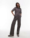 【送料無料】 トップショップ レディース ジャンプスーツ トップス Topshop short sleeve jumpsuit in charcoal char...