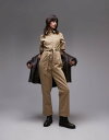 【送料無料】 トップショップ レディース ジャンプスーツ トップス Topshop short sleeve jumpsuit in stone STONE