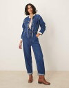 【送料無料】 エイソス レディース ジャンプスーツ トップス ASOS DESIGN premium collarless denim jumpsuit in ...
