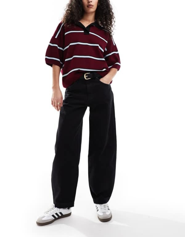 【送料無料】 エイソス レディース デニムパンツ ボトムス ASOS DESIGN denim crop barrel jean in black Black
