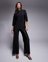 【送料無料】 エイソス レディース ジャンプスーツ トップス ASOS DESIGN 2 in 1 plisse faux cord jumpsuit in b...