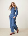 【送料無料】 エイソス レディース ジャンプスーツ トップス ASOS DESIGN denim barrel leg long sleeve jumpsuit...