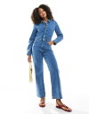 【送料無料】 ミスセルフフリッジ レディース ジャンプスーツ トップス Miss Selfridge straight leg denim jumpsuit i...