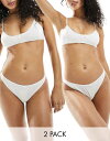 【送料無料】 ウィークデイ レディース ブリーフパンツ アンダーウェア Weekday pointelle thong 2-pack in white Whit...