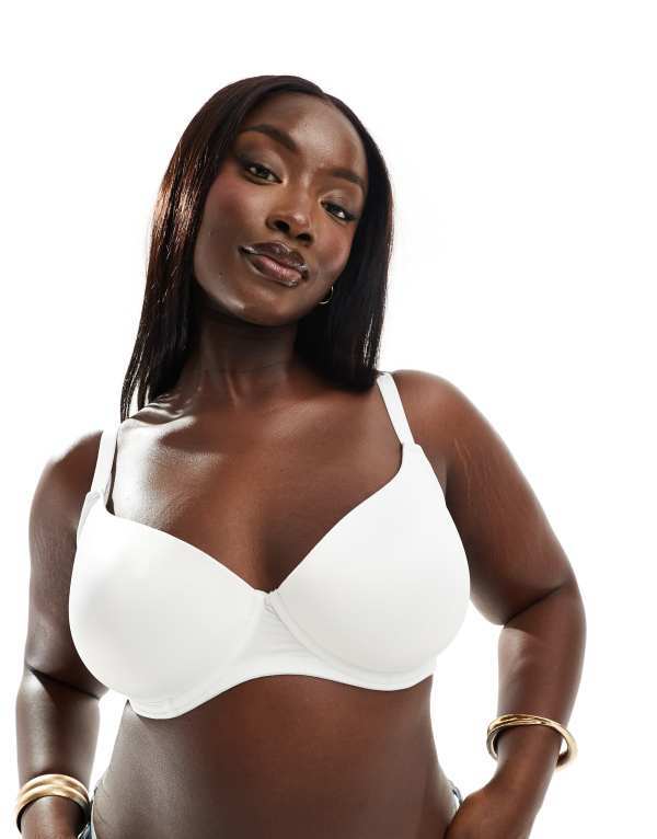 エイソス レディース アンダーウェア ブラジャー Tシャツ ASOS Curve ASOS DESIGN Curve molded t-shirt bra White ホワイト