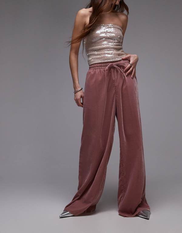 ̵ ȥåץå ǥ 奢ѥ ܥȥॹ Topshop velvet tie waist sweatpants...