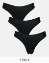 【送料無料】 リンデックス レディース ブリーフパンツ アンダーウェア Lindex 3 pack invisible thong in black Black(4)