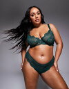 【送料無料】 エイソス レディース ブリーフパンツ アンダーウェア ASOS DESIGN Curve Sienna lace high waist brazilian briefs in forest green FOREST GREEN(4)