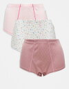 【送料無料】 エイソス レディース ブリーフパンツ アンダーウェア ASOS DESIGN Curve 3 pack boxers in pink pointe...
