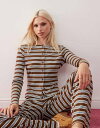 【送料無料】 コルージョン レディース Tシャツ トップス COLLUSION ribbed cardigan Multi stripe