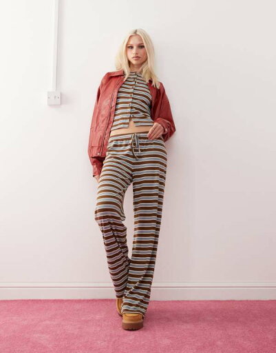 【送料無料】 コルージョン レディース カジュアルパンツ ボトムス COLLUSION relaxed ribbed striped pants Multi stripe 【送料無料】 コルージョン レディース カジュアルパンツ ボトムス COLLUSION relaxed ribbed striped pants Multi stripe