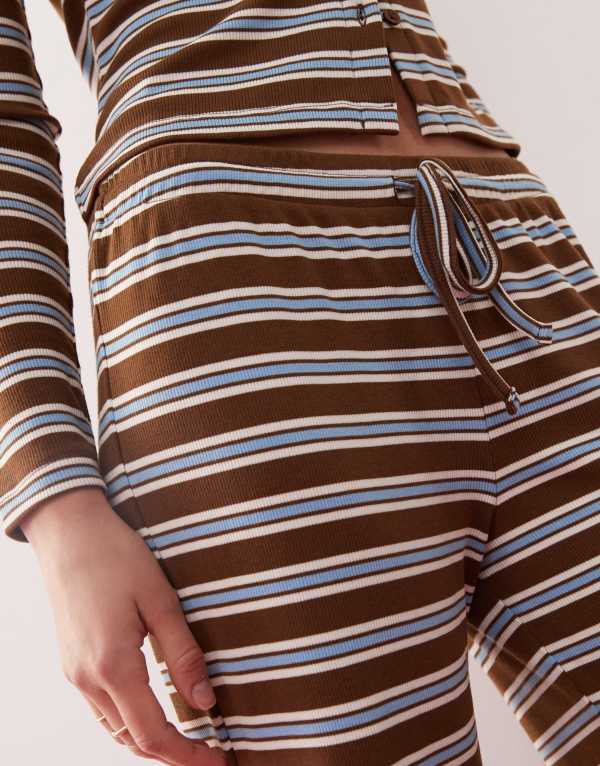 【送料無料】 コルージョン レディース カジュアルパンツ ボトムス COLLUSION relaxed ribbed striped pants Multi stripe