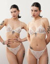 【送料無料】 ウィークデイ レディース ブリーフパンツ アンダーウェア Weekday Zelda 2-pack lace thong in white Whi...