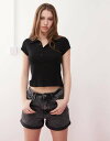 【送料無料】 ノイジーメイ レディース ハーフパンツ・ショーツ ボトムス Noisy May Moni high rise turn up hem denim shorts in dark gray DARK GRAY