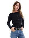 【送料無料】 エイソス レディース カーディガン アウター ASOS DESIGN fitted ribbed cardigan in black Black
