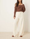 【送料無料】 エイソス レディース カジュアルパンツ ボトムス ASOS DESIGN Tall linen look tailored tie waist pull-on pants in buttermilk Buttermilk