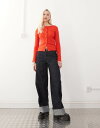 【送料無料】 コルージョン レディース ニット・セーター アウター COLLUSION pointelle fitted cardigan in red RED