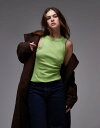 【送料無料】 トップショップ レディース ベスト トップス Topshop ribbed racer neck tank top in white Lime
