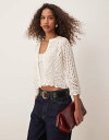 【送料無料】 ジェイディーワイ レディース カーディガン アウター JDY 3/4 sleeve cropped cardigan in stone STONE