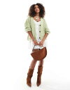 【送料無料】 エイソス レディース カーディガン アウター ASOS DESIGN boxy longline ribbed cardigan in sage ...