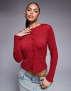 【送料無料】 エイソス レディース カーディガン アウター ASOS DESIGN textured fitted cardigan in red Burgun...