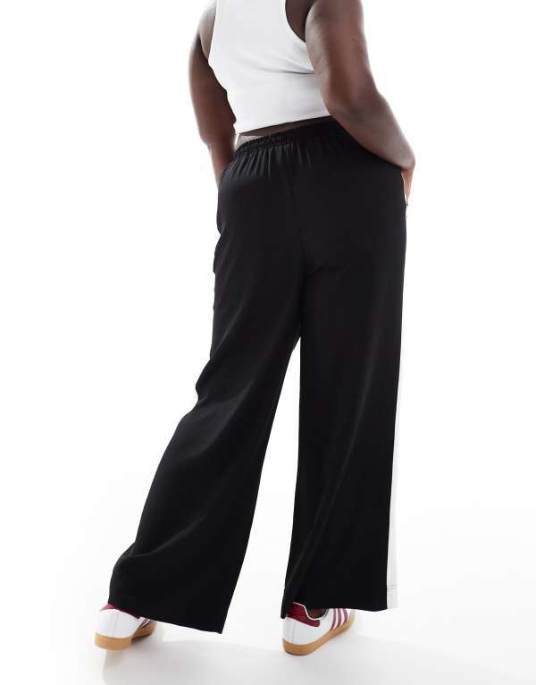 【送料無料】 エイソス レディース カジュアルパンツ ボトムス ASOS DESIGN Curve pull on pants with contrast panel in black Black