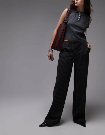 【送料無料】 マンゴ レディース カジュアルパンツ ボトムス Mango pinstripe straight leg pants in gray Gray 【送料無料】 マンゴ レディース カジュアルパンツ ボトムス Mango pinstripe straight leg pants in gray Gray