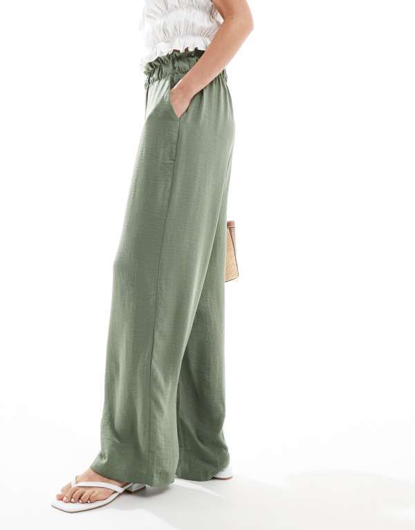 ̵ ǥ磻 ǥ 奢ѥ ܥȥॹ JDY paperbag waist wide leg linen ...