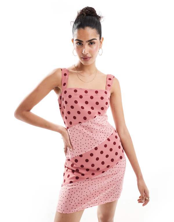 ̵  ǥ ԡ ȥåץ ASOS DESIGN square neck pleated chiffon m...