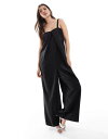 【送料無料】 オンリー レディース ジャンプスーツ トップス ONLY pleat detail wide leg jumpsuit in black Blac...