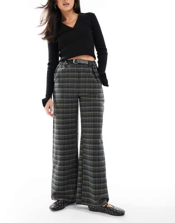 ̵ ꡼ɥ٥ ǥ 奢ѥ ܥȥॹ Threadbare wide leg check pants in n...