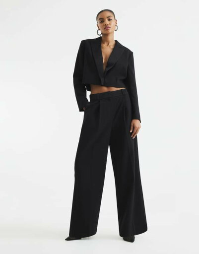 【送料無料】 リバーアイランド レディース カジュアルパンツ ボトムス River Island wide leg tuxedo pants in black Black 【送料無料】 リバーアイランド レディース カジュアルパンツ ボトムス River Island wide leg tuxedo pants in black Black