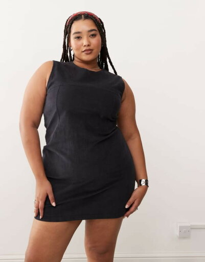 【送料無料】 コルージョン レディース ワンピース トップス COLLUSION Plus cord mini dress with seam detail in charcoal Gray 【送料無料】 コルージョン レディース ワンピース トップス COLLUSION Plus cord mini dress with seam detail in charcoal Gray