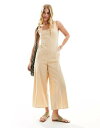 【送料無料】 エイソス レディース ジャンプスーツ トップス ASOS DESIGN linen tie back cropped jumpsuit in st...