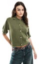 【送料無料】 エイソス レディース カーディガン アウター ASOS DESIGN knitted short sleeve shirt cardigan in...
