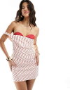 【送料無料】 エイソス レディース ワンピース トップス ASOS DESIGN bandeau exposed bra mini dress in red a...