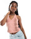 【送料無料】 コルージョン レディース ベスト トップス COLLUSION washed halter summer top in pink PINK