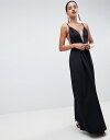 エイソス レディース ワンピース トップス ASOS DESIGN strappy plunge maxi prom dress with open back Black