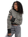 【送料無料】 エイソス レディース ニット・セーター アウター ASOS DESIGN crew neck sweater with chunky trims in gray stripe Gray Stripe(4)