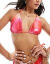 【送料無料】 スタイルチート レディース トップのみ 水着 Style Cheat triangle bikini top in pink marble pri...