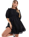 【送料無料】 ミスセルフフリッジ レディース ワンピース トップス Miss Selfridge cotton pintuck trim insert mini...