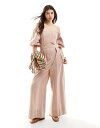 【送料無料】 エイソス レディース ジャンプスーツ トップス ASOS DESIGN puff sleeve off the shoulder with front cutout jumpsuit in mauve MAUVE